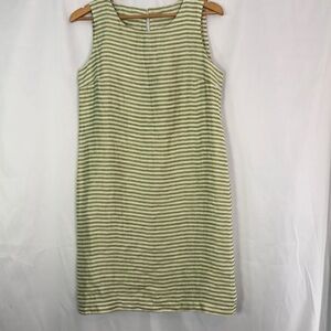 PRODOTTO MADE IN ITALIA Sleeveless Green Stripes Keyhole Linen  Dress Size M